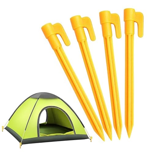 Clicitina Carpa de plástico para acampar Nail Ground Nail 4PC Pila de plástico Nail Ground Carpa Tiendas de campaña Playa Camping Senderismo Carpas Camping 2 Dormitorios (yellow, One Size)