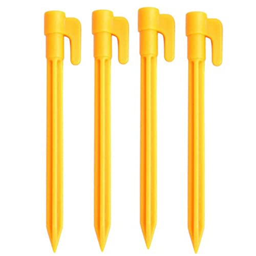 Clicitina Carpa de plástico para acampar Nail Ground Nail 4PC Pila de plástico Nail Ground Carpa Tiendas de campaña Playa Camping Senderismo Carpas Camping 2 Dormitorios (yellow, One Size)