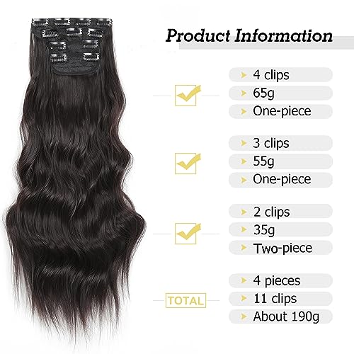 Clip in Hair Extensions Juego de 4 Piezas Rizado Clip de Extensión de Cabello, Piezas de Cabello Para Mujeres YDDM Fibras de Cabello Sintéticas