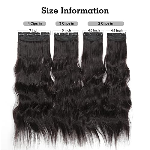 Clip in Hair Extensions Juego de 4 Piezas Rizado Clip de Extensión de Cabello, Piezas de Cabello Para Mujeres YDDM Fibras de Cabello Sintéticas