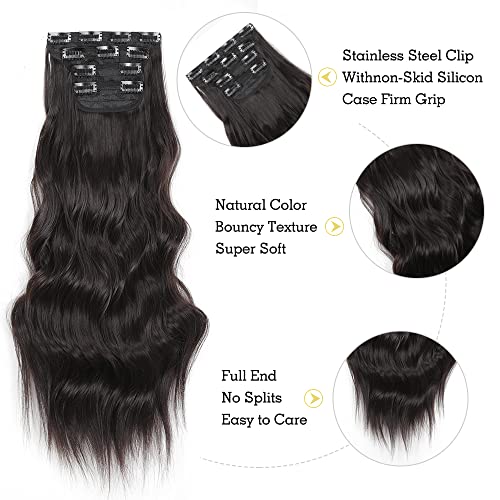 Clip in Hair Extensions Juego de 4 Piezas Rizado Clip de Extensión de Cabello, Piezas de Cabello Para Mujeres YDDM Fibras de Cabello Sintéticas