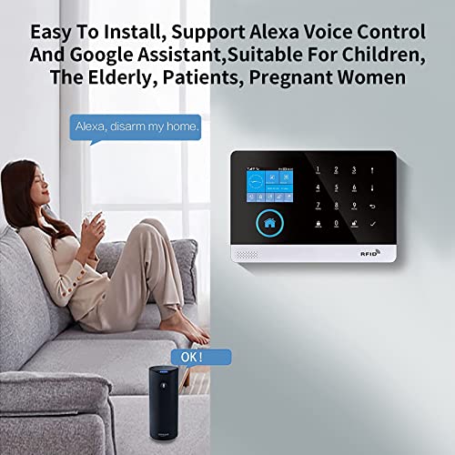 Clouree Sistema de Alarma WiFi 4G para la Seguridad del hogar, Alarma inalámbrica para el hogar, Kit de 8 Piezas con Sirena, sensores de Movimiento PIR, mandos a Distancia, sensores de Ventana/Puerta