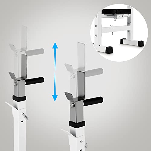 CLP Banco De Musculación Con Soporte Para Pesas I Equipo Deportivo Plegable Para Entrenar Grupos Musculares En Casa, Color:blanco