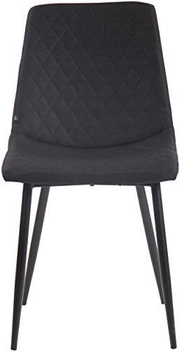 CLP Juego De 4 Silla De Comedor Telde En Tela I Set De 4 Sillas Acolchadas con Base Metálica I Butacas De Salón, Color:Negro