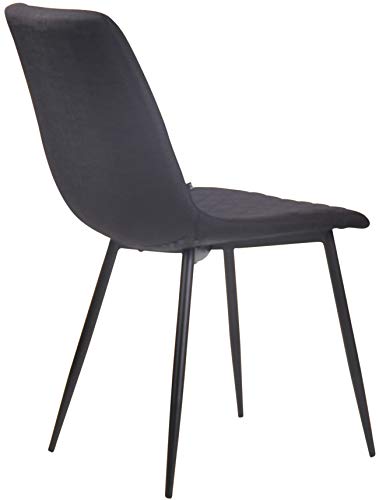 CLP Juego De 4 Silla De Comedor Telde En Tela I Set De 4 Sillas Acolchadas con Base Metálica I Butacas De Salón, Color:Negro