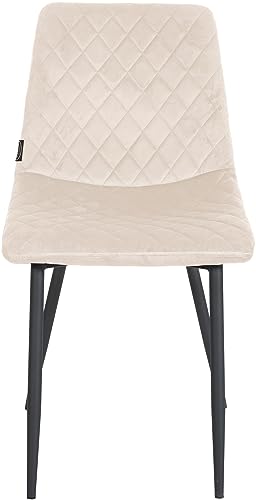 CLP Silla De Comedor Telde En Terciopelo I Silla De Salón con Base Metálica I Butaca Acolchada con Respaldo, Color:Crema