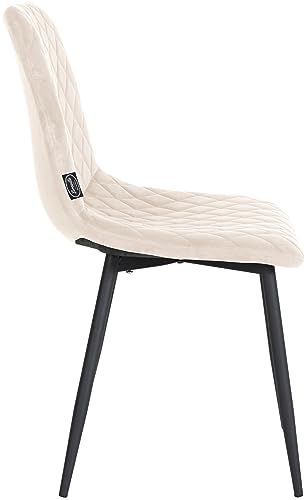 CLP Silla De Comedor Telde En Terciopelo I Silla De Salón con Base Metálica I Butaca Acolchada con Respaldo, Color:Crema