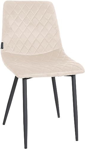 CLP Silla De Comedor Telde En Terciopelo I Silla De Salón con Base Metálica I Butaca Acolchada con Respaldo, Color:Crema