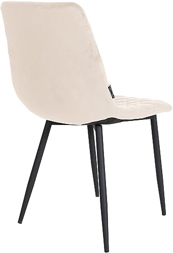 CLP Silla De Comedor Telde En Terciopelo I Silla De Salón con Base Metálica I Butaca Acolchada con Respaldo, Color:Crema