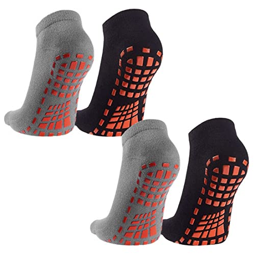 Clyhon 2 Pares Calcetines Antideslizantes para Hombre Mujer, Algodón Calcetines Deportivos para Pilates Yoga Fitness Gimnasia, Calcetines Antideslizantes de Agarre para Yoga, Hospital