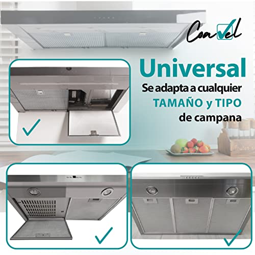 COAVEL 6 Filtros universales antigrasa, de papel, 1 mm de espesor, adaptables a cualquier campana extractora de cocina 45 x 60 cm.