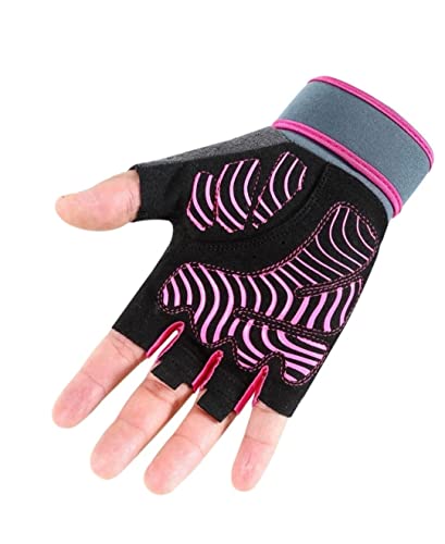 COAVEL Guantes Gym Mujer con muñequera integrada y Palma Acolchada, Especial Pesas, Crossfit, dominadas, Fitness, Gimnasio, Ciclismo...