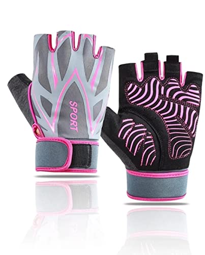 COAVEL Guantes Gym Mujer con muñequera integrada y Palma Acolchada, Especial Pesas, Crossfit, dominadas, Fitness, Gimnasio, Ciclismo...