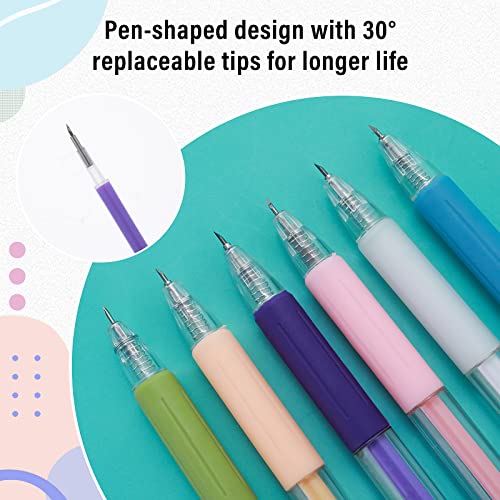 cobee Cuchillo Pen Craft Herramientas de corte, 6 piezas de precisión de papel con mango de silicona antideslizante, diseño de dibujos animados, estudiantes, bolígrafo de cuchillo multiusos creativo