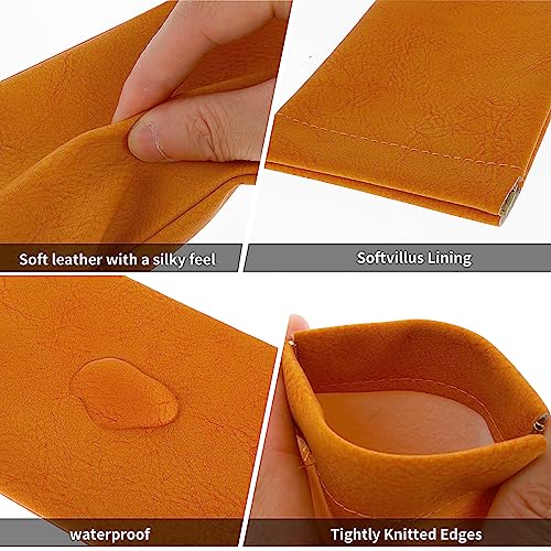 Cobee Estuche de cuero suave para gafas de sol, portátil, con cierre de pellizco, estuche de viaje para gafas de sol, bolsa de maquillaje para hombres y mujeres, 2 unidades (verde naranja)