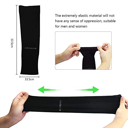 CODIRATO 2 Pares Mangas para Brazo Elásticas Mangas Protectoras UV Transpirables Manga Protectora Solar para Brazo Manguitos Ciclismo Hombre Mujer para Actividades al Aire Libre (Negro)