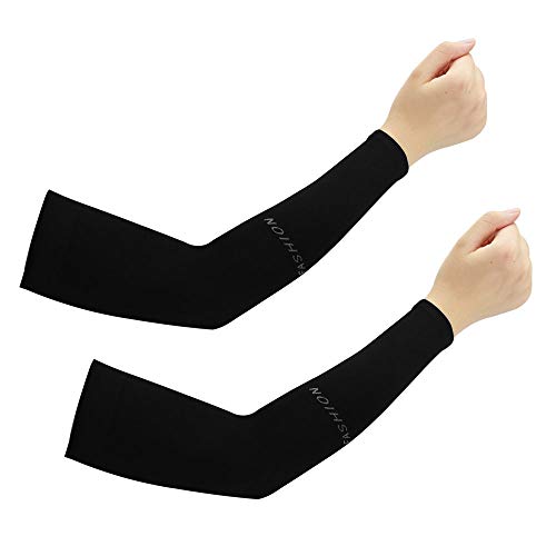 CODIRATO 2 Pares Mangas para Brazo Elásticas Mangas Protectoras UV Transpirables Manga Protectora Solar para Brazo Manguitos Ciclismo Hombre Mujer para Actividades al Aire Libre (Negro)