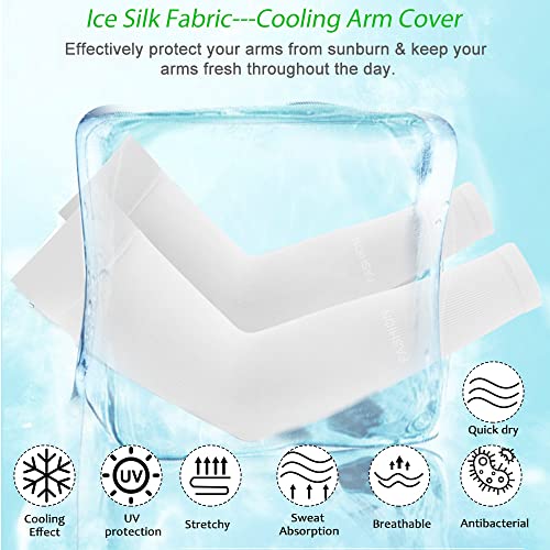 CODIRATO 2 Pares Mangas para Brazo Elásticas Mangas Protectoras UV Transpirables Manga Protectora Solar para Brazo Manguitos Ciclismo Hombre Mujer para Actividades al Aire Libre (Blanco)