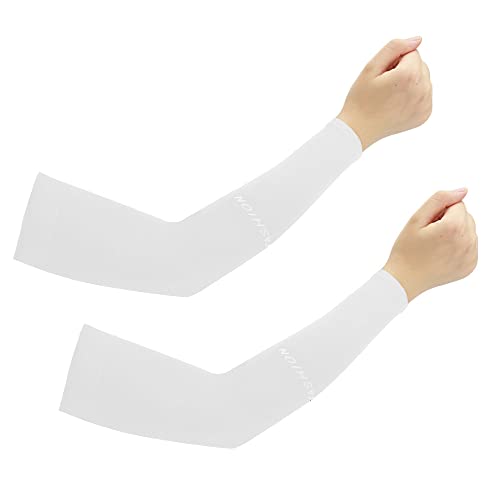 CODIRATO 2 Pares Mangas para Brazo Elásticas Mangas Protectoras UV Transpirables Manga Protectora Solar para Brazo Manguitos Ciclismo Hombre Mujer para Actividades al Aire Libre (Blanco)