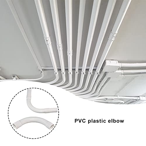 Codo de Tubo,Tubo Redondo Rígido del PVC,Conectores de 90 Grados de Tubería,Tubo de Conducto de Plástico Cable Canal Instalación para Canal Exterior y Interior Casa Sótano Techo Montaje,10 Piezas,16mm