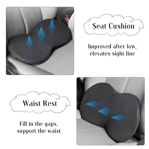 Cojin Asiento Coche Conductor, Cojín de Silla Oficina, Cojín de Asiento de Espuma Viscoelástica, Cojín de Cuña para el Asiento del Coche para Silla de Oficina, Asiento de Coche (Negro) (Negro)