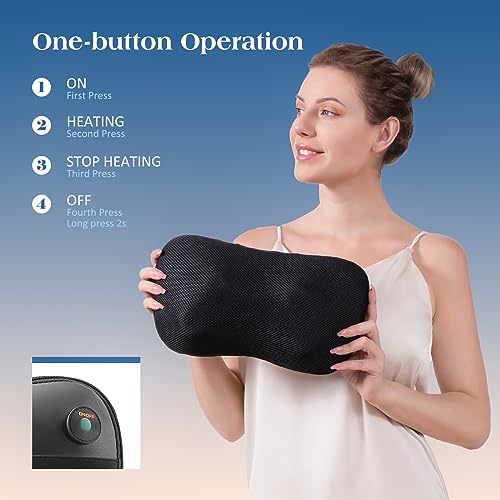 Cojín de Masaje Shiatsu Masajeador de Cuello, Hombros y Espalda, Masajeador Eléctrico con Función de Calefacción y Masajeador de Amasado de Tejido Giratorio 3D para Cintura, Hogar y Oficina