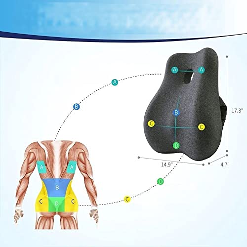 Cojín Lumbar/Espalda viscoleastica Ergonómico Silla Oficina Coche Respaldo,Lumbar Coche, para Liberar estrés con Correas Ajustables