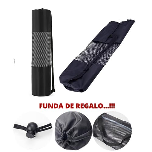 Colchoneta Yoga Mat TPE Grande (183cm x 61cm x 6mm) Esterilla Fitness para Yoga Antideslizante Ligera Plegable. Colchoneta para Gimnasia. Alfombrilla Yoga con Correa de Viaje(6mm, Rojo/Negro)