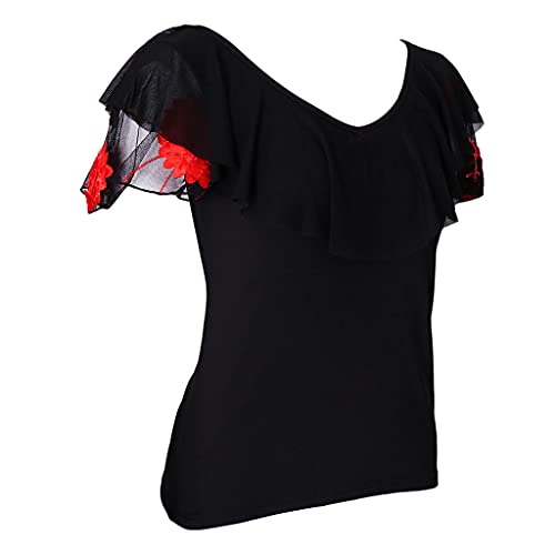 Colcolo Camiseta de para Mujer, Camiseta con Cuello en V, Baile, Baile, Rojo, L