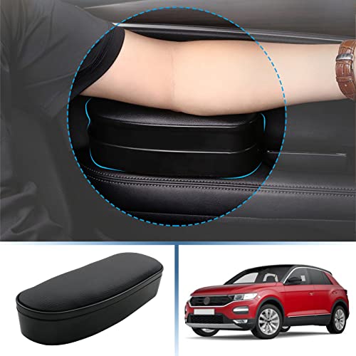 Coleya Apoyabrazos del Coche Compatible con VW T-Roc Tiguan Polo Golf MK8 T-Cross 2018-2023, Almohadillas de Soporte del Codo, Caja de Almacenamiento Soporte de Puerta Ajustable Altura (Negro)