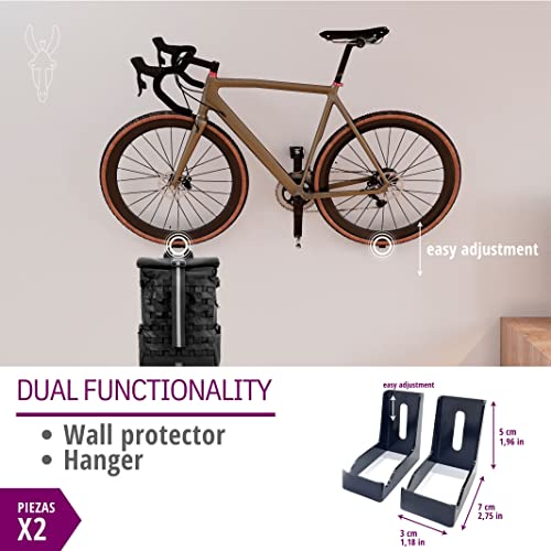 Colgador bicicleta pared, soporte bicicleta pared por el pedal, soporte bicicletas pared horizontal. Ideal para colgar bicis pered de mtb, carretera, eléctricas, gravel, niños (1 BICI, NEGRO)