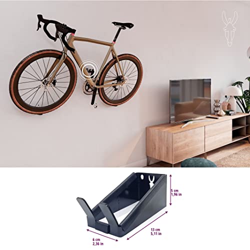 Colgador bicicleta pared, soporte bicicleta pared por el pedal, soporte bicicletas pared horizontal. Ideal para colgar bicis pered de mtb, carretera, eléctricas, gravel, niños (1 BICI, NEGRO)