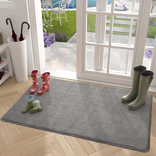 Color G Felpudo de Entrada, Alfombra Absorbente Entrada Impermeable y Lavable para Atrapar, Alfombrilla Antideslizante, Pasillo, Cocina, Dormitorio, 50 x 80 cm, Gris