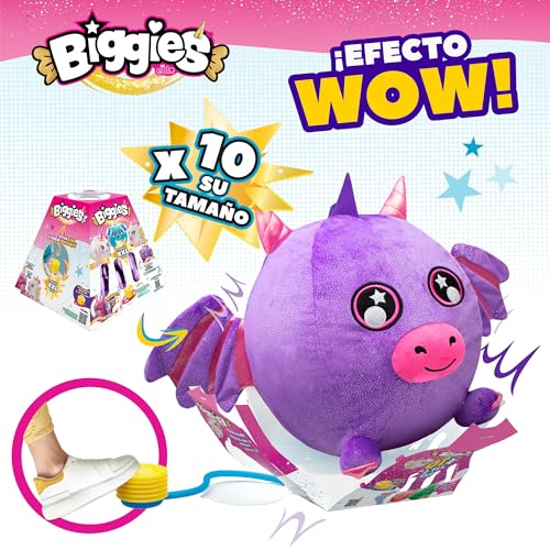 ColorBaby Biggies - Dragón Peluche Gigante, Incluye hinchador de pie, Tamaño XXL, Juguetes Sorpresa, Pelota Suave, Animales de Juguete, Regalo niña 3 años, Peluches Regalo, 47289