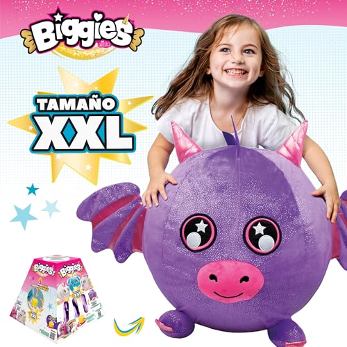 ColorBaby Biggies - Dragón Peluche Gigante, Incluye hinchador de pie, Tamaño XXL, Juguetes Sorpresa, Pelota Suave, Animales de Juguete, Regalo niña 3 años, Peluches Regalo, 47289