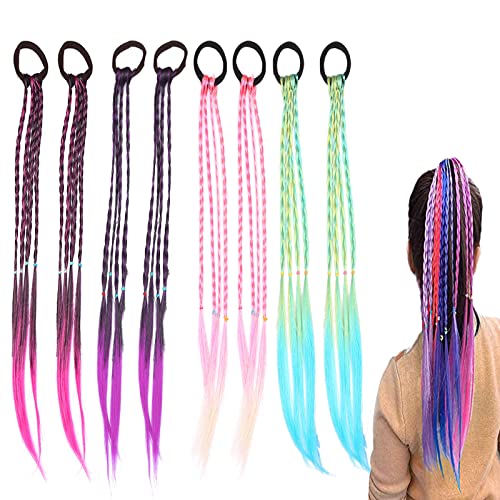 Coloridas Extensión Pelo Trenza, 8 Piezas Colores Degradados Cabello Trenzado, Banda para el Cabello Trenzado para Extensiones de Cabello para Niños y Mujeres