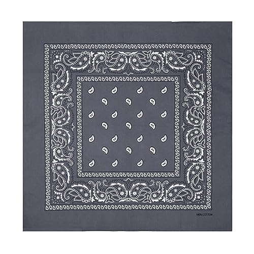 Colours & Beauty Bandana Mujer Paisley Design Color de Fondo Gris | Pañuelo Bandana Algodón Mujer | Bufanda Cabeza Moto | Pañuelos Bandana 55 x 55 cm | Bufanda Cabeza Mujer | Bandana Paisley