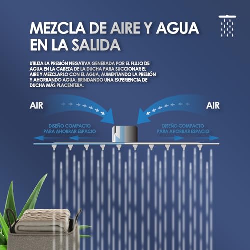 Columna de Ducha de baño con Grifo - Juegos de Alcachofa - Multifuncional Altura Ajustable y Acero Inoxidable (T4), Plata