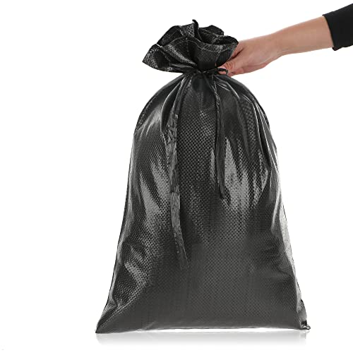 com-four® 10x Sacos de Arena de hasta 20 kg - Bolsa de PP de Primera Calidad con Correa de sujeción (Negro - 10 Piezas - hasta 20 kg)