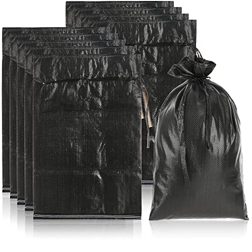 com-four® 10x Sacos de Arena de hasta 20 kg - Bolsa de PP de Primera Calidad con Correa de sujeción (Negro - 10 Piezas - hasta 20 kg)