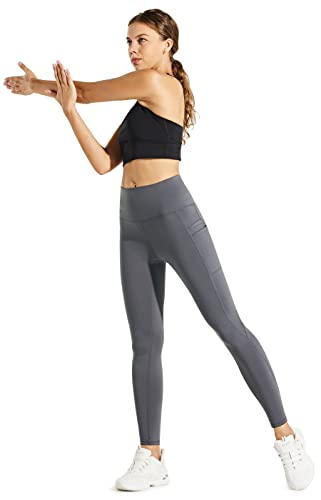 Comallan Leggings Invierno Mujer Impermeables Mallas Deporte Termicos Pantalones para Correr Entrenamiento Deportivos Forro Polar y Bolsillos,Gris XXL