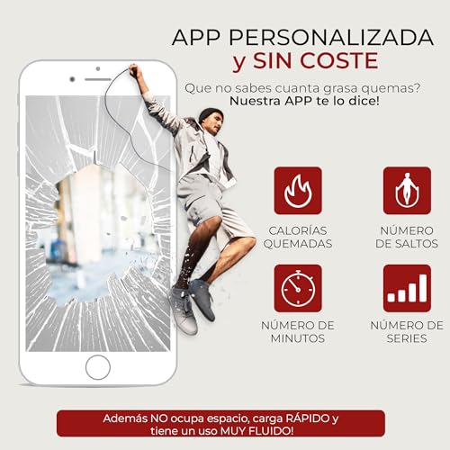 Comba de Saltar Fitness y Crossfit Hombre y Mujer + APP Personalizada Android + Banda Elástica - Set Cuerda de Saltar para hacer Ejercicio en Casa o en la Calle - Kit Comba Boxeo para el Gym