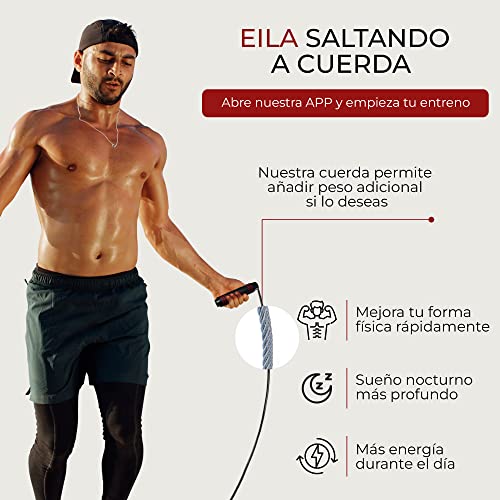 Comba de Saltar Fitness y Crossfit Hombre y Mujer + APP Personalizada Android + Banda Elástica - Set Cuerda de Saltar para hacer Ejercicio en Casa o en la Calle - Kit Comba Boxeo para el Gym