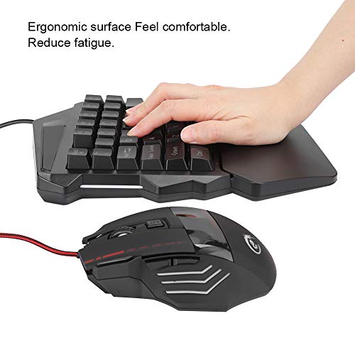 Combo de ratón con Teclado para Juegos con una Sola Mano, 1000-5500 dpi Ajustable Juego de Jugador para PC Combo Teclado para computadora Combo de Mouse Luz de Fondo de Color LED para Win 2000/Win XP