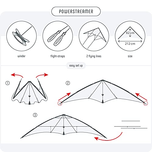 Cometa articulada Skymonkey Powerstreamer XXL, Deportiva, avanzados, 212cm, Negro