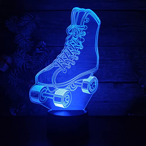 Comiwe Patines de Cuatro Ruedas Luz de Noche de Ilusión 3D,Control Táctil y Remoto de 16 Colores,Lámpara de Mesa de Noche LED Para Decoración del Hogar,Regalo Para Niñas,Niños,Adultos,Amigos y Familia