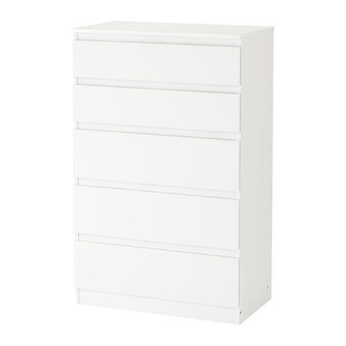 Cómoda de 5 cajones KULLEN de IKEA, para el dormitorio, en color blanco