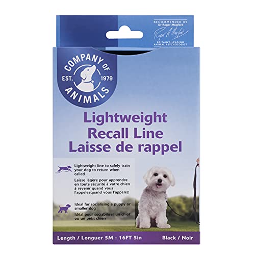 COMPANY OF ANIMALS Training Line, Adiestramiento al aire libre, Llame a su perro, Socialización de perros y cachorros, Cortar persecuciones. Para cachorros y perros pequeños y medianos. (Ligera 5 m)