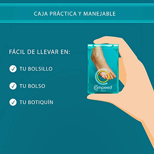 COMPEED Callos Protección - Medianos, 10 Apósitos Hidrocoloides - Tratamiento de pies para la eliminación Natural del Callo, Tamaño del apósito 1,7 x 6,0 centímetros