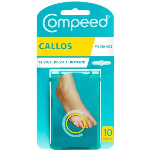 COMPEED Callos Protección - Medianos, 10 Apósitos Hidrocoloides - Tratamiento de pies para la eliminación Natural del Callo, Tamaño del apósito 1,7 x 6,0 centímetros